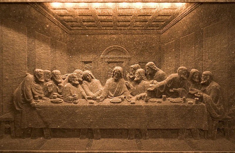 Odwzorowanie obrazu Leonarda da Vinci w kopalni soli w Wieliczce Odwzorowanie obrazu Leonarda da Vinci w kopalni soli w Wieliczce